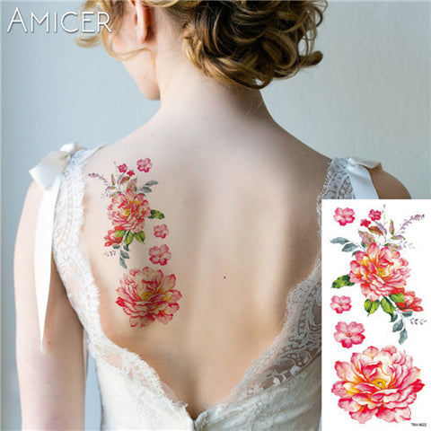 1 piece Hot 3D tattoos one-time temporary tattoos Arm red rose flower tattoo waterproof female body art tattoo