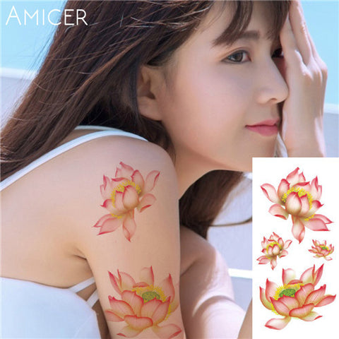 1 piece Hot 3D tattoos one-time temporary tattoos Arm red rose flower tattoo waterproof female body art tattoo